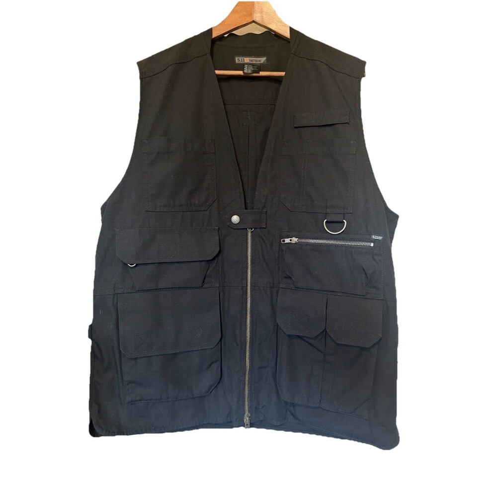 5.11 Tactical Vest Mens Large Black Utility Cargo Ripstop Modular Multi Pocket